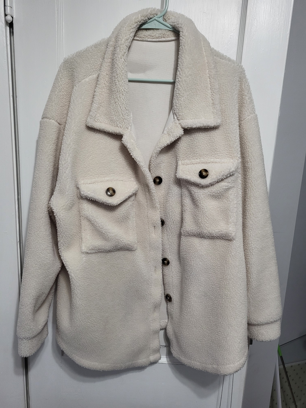 Cream Sherpa‎ Button-Up Shacket 3XL